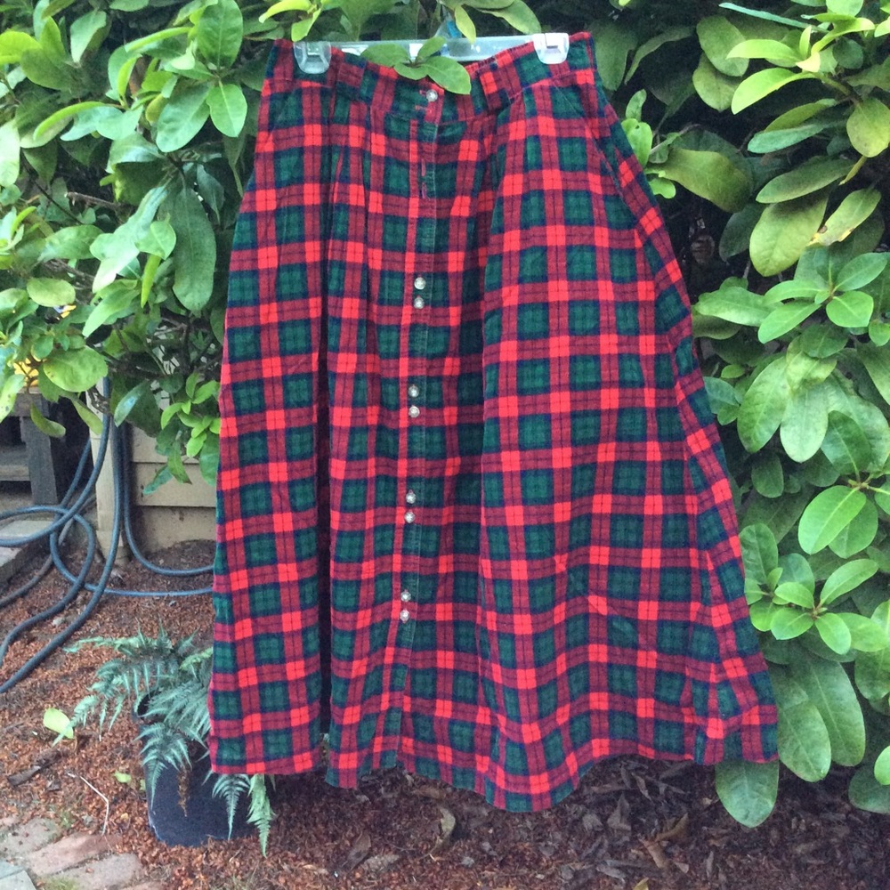Baxter & Wells skirt cotton corduroy plaid vintage